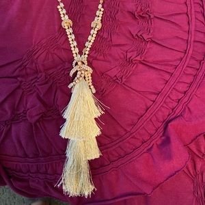 NWT Free People Tassel Gem Stone Necklace